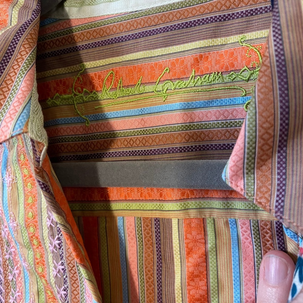 Robert Graham Women's‎ Button Up Long Sleeve Multicolor Striped Blouse Top - Picture 6 of 8